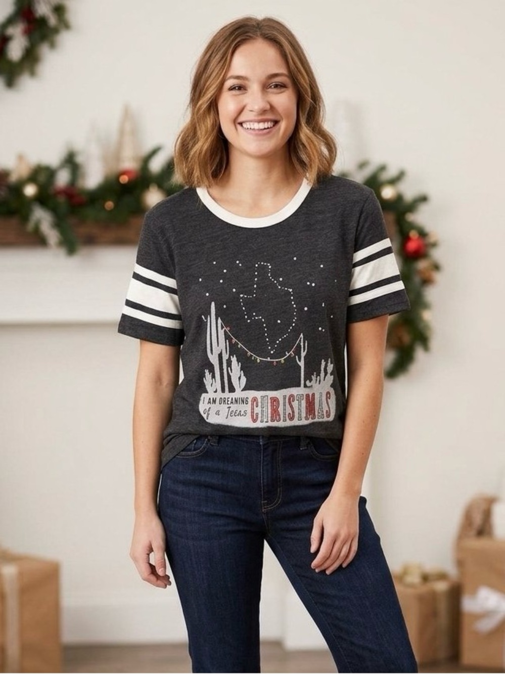*NEW* “I Am Dreaming Of A Texan Christmas” Short Sleeve T-Shirt Size M